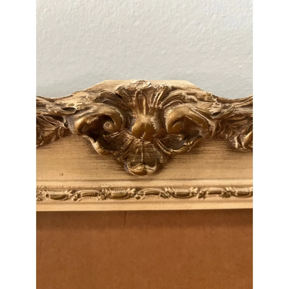 Vtg Rococo Style Wood Frame Distressed Baroque Scroll Shabby Chic Regency core